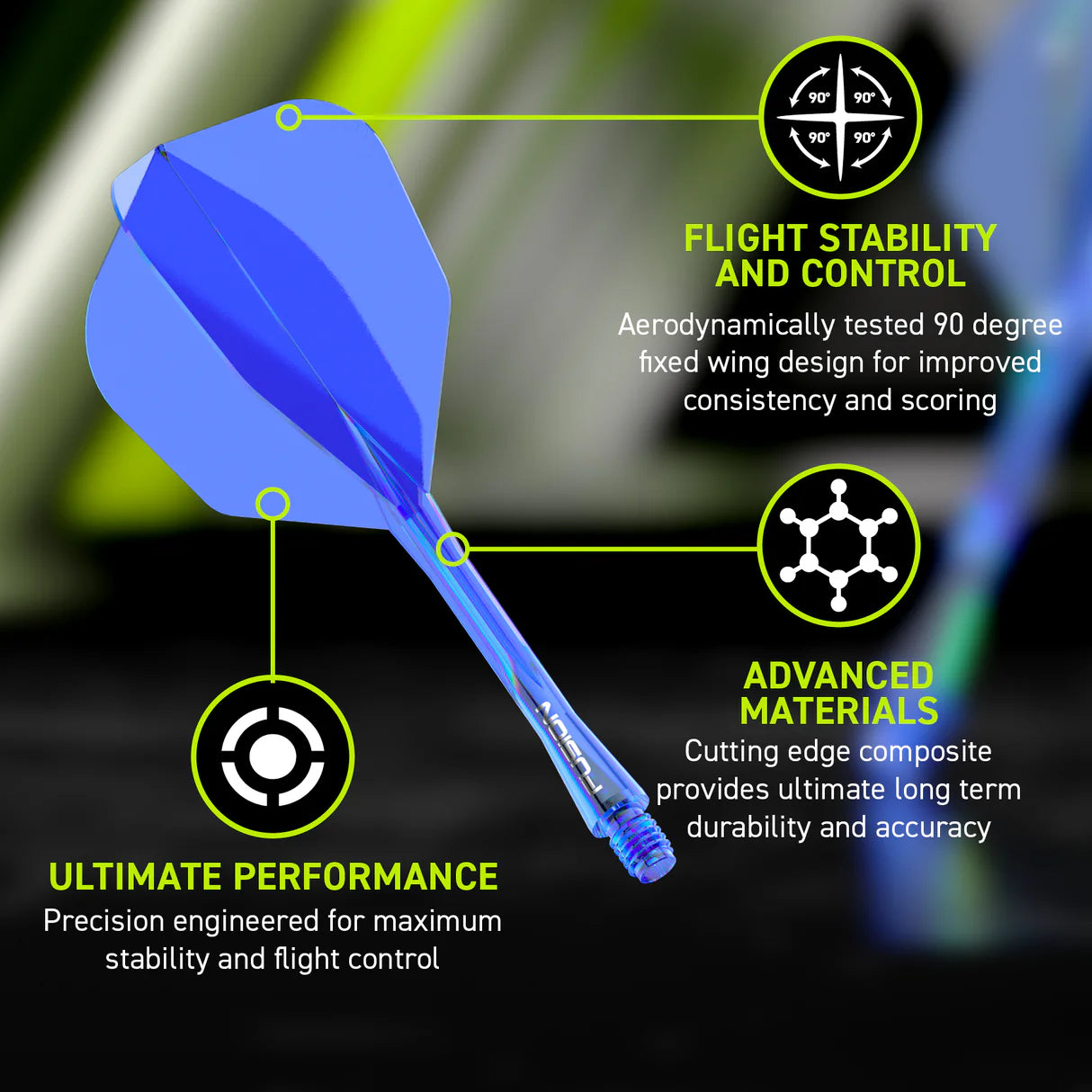 WINMAU - WINMAU FUSION - BLUE - SMALL (No. 6) - INTEGRATED FLIGHTS - BLUE