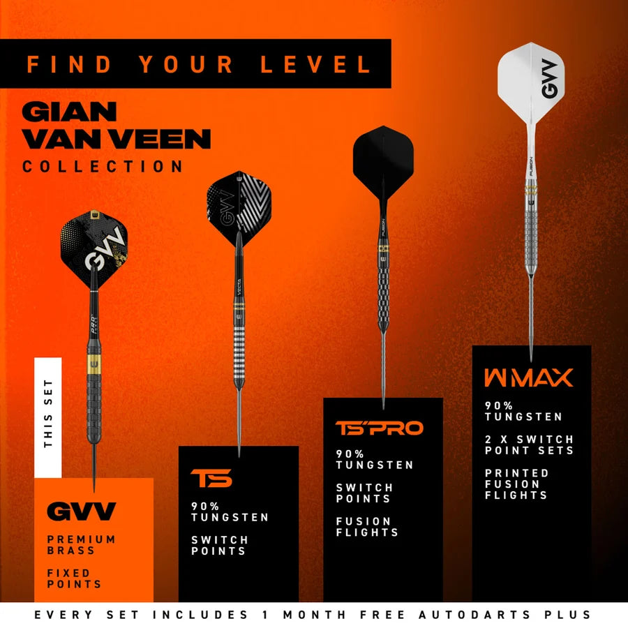 WINMAU - GIAN VAN VEEN - GVV - CORE - BRASS DARTS - STANDARD POINTS - 21g