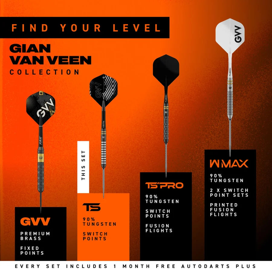 WINMAU - GIAN VAN VEEN - TS - GVV - SWITCH POINT DARTS - 23g/25g/25g