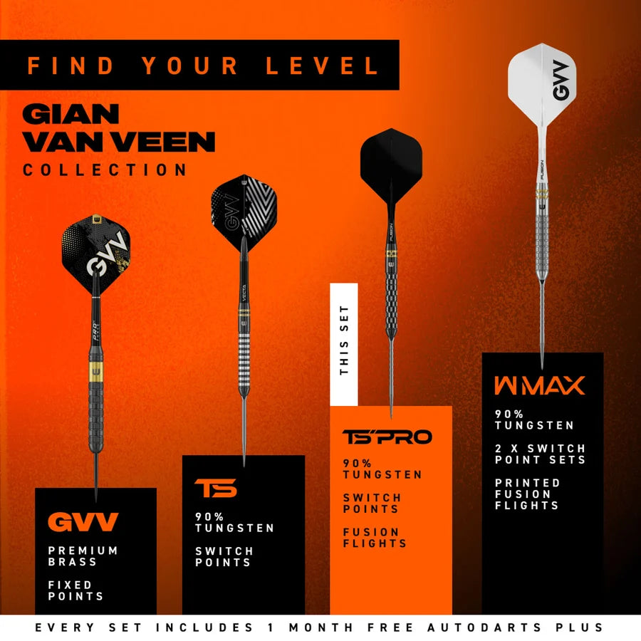 WINMAU - GIAN VAN VEEN - TS PRO - GVV - SWITCH POINT DARTS - 21g/22g/23g