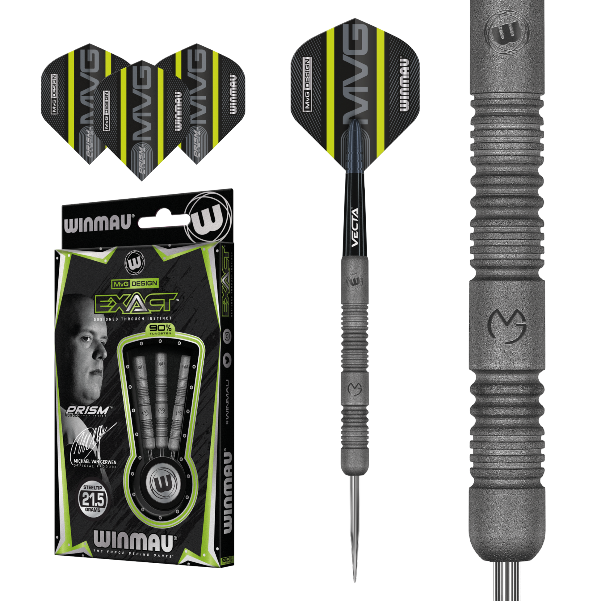 WINMAU Michael Van Gerwen MvG Absolute Set Completo di Freccette Steeltip in Tungsteno 23g con Prism Voli e Vecta Aste (Steli WINMAU Michael Van Gerwen MvG Absolute Set Completo di Freccette Steeltip in Tungsteno 23g con Prism Voli e Vecta Aste (Steli