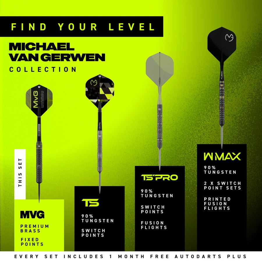WINMAU - MICHAEL VAN GERWEN - MVG - CORE - BRASS DARTS - STANDARD POINTS - 21g