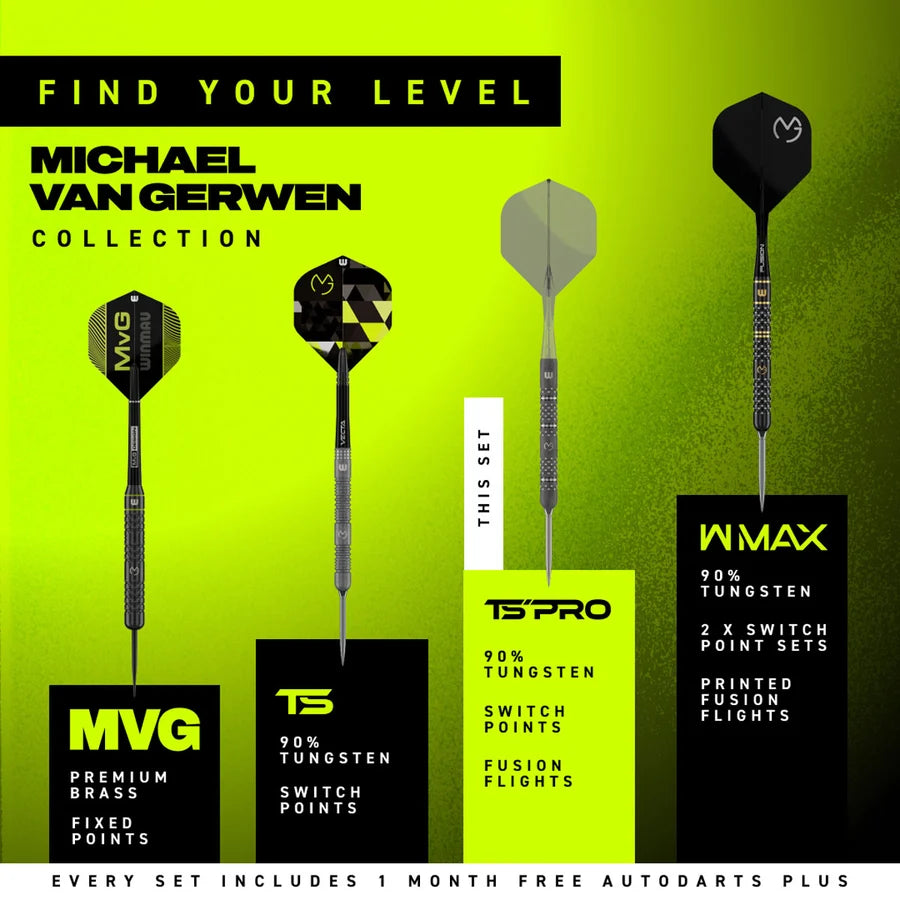 WINMAU - MICHAEL VAN GERWEN - TS PRO - MVG - SWITCH POINT DARTS - 23g/24g/25g