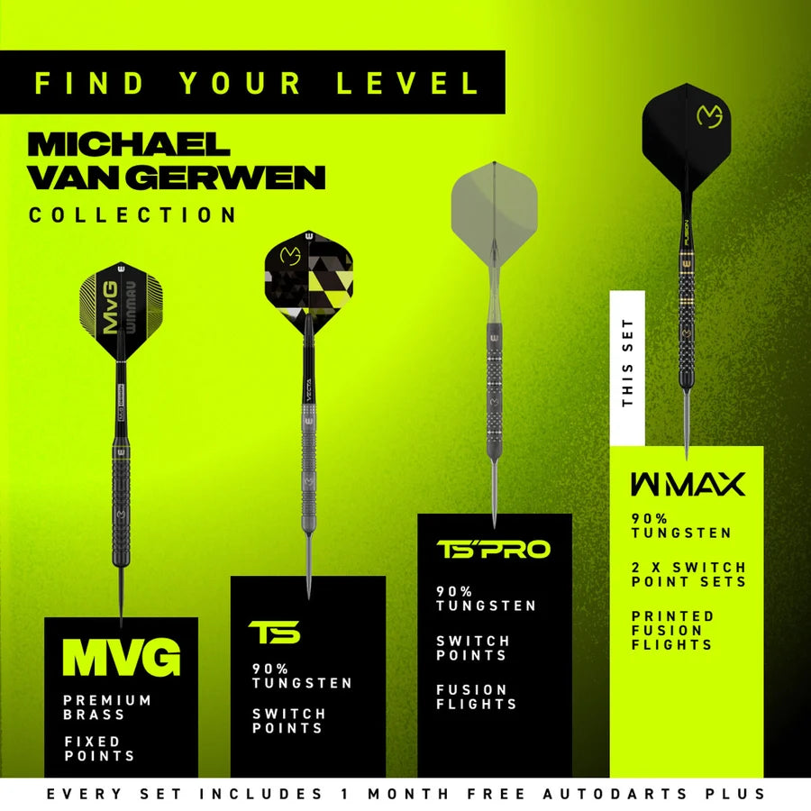 WINMAU - MICHAEL VAN GERWEN - W MAX - MVG - SWITCH POINT DARTS - 22g/23g/24g