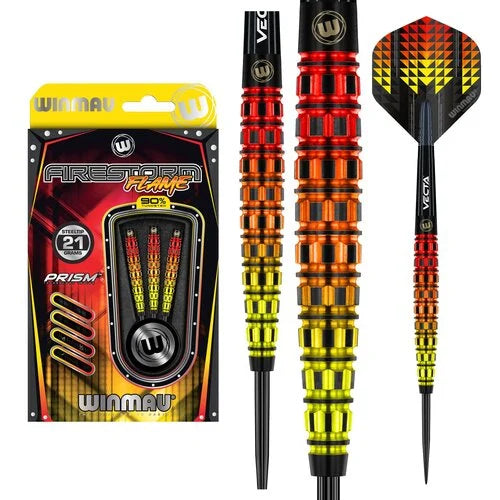 WINMAU - FIRESTORM FLAME - TAPERED TORPEDO - STEEL TIP DARTS - 90% - 21g/23g