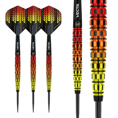 WINMAU - FIRESTORM FLAME - TAPERED TORPEDO - STEEL TIP DARTS - 90% - 21g/23g