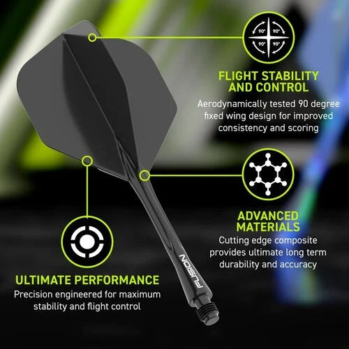 WINMAU - WINMAU FUSION - BLACK - STANDARD (No.6) - INTEGRATED FLIGHTS - BLACK